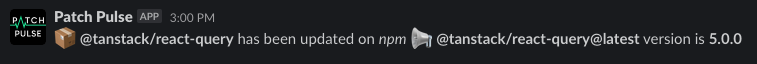 A screenshot showing a Patch Pulse notification in a Slack channel